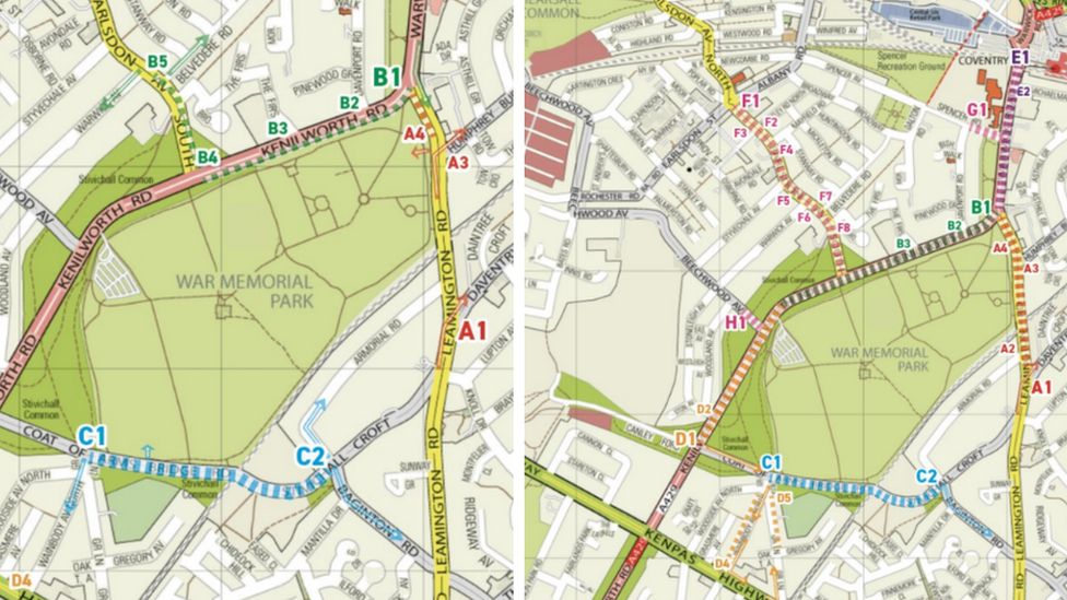 Two maps showing the phased road closures