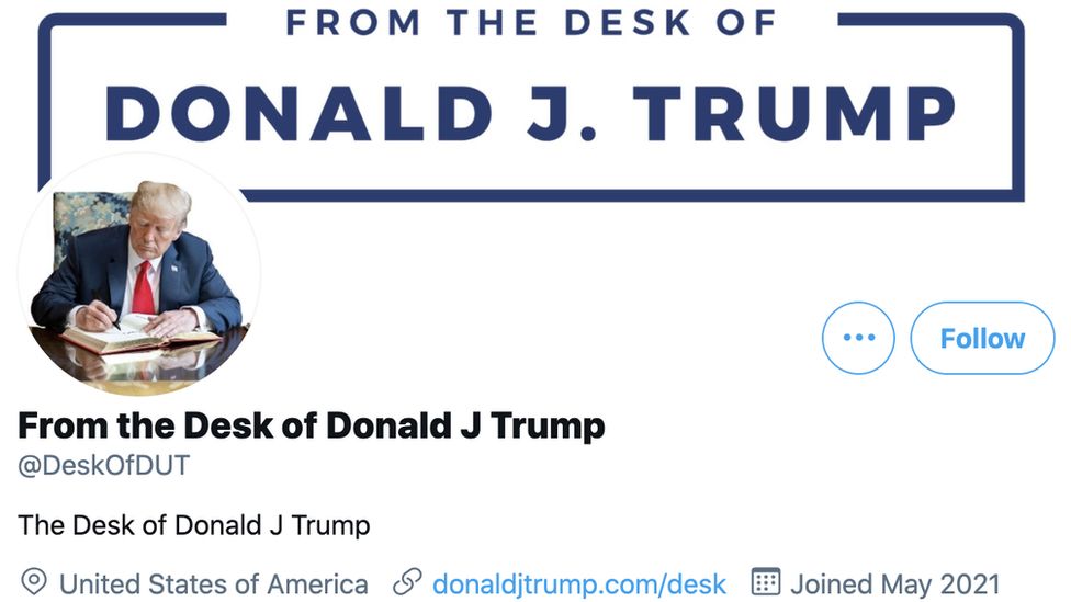From the Desk of Donald J Trump Twitter page