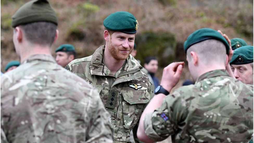 The Duke of Sussex during a visit to 42 Commando Royal Marines at their base in Bickleigh.