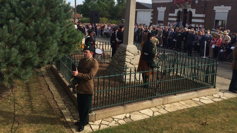 Commemoration in France to mark the centenary of the 16th Irish Division's involvement in the Battle of the Somme.