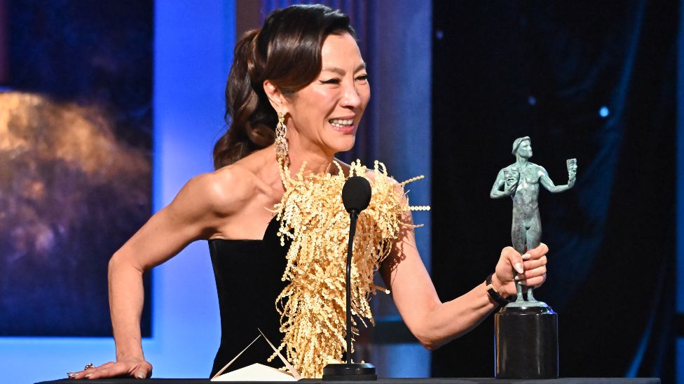 Michelle Yeoh speaks onstage at the 29th Annual Screen Actors Guild Awards held at the Fairmont Century Plaza on February 26, 2023 in Los Angeles, California.