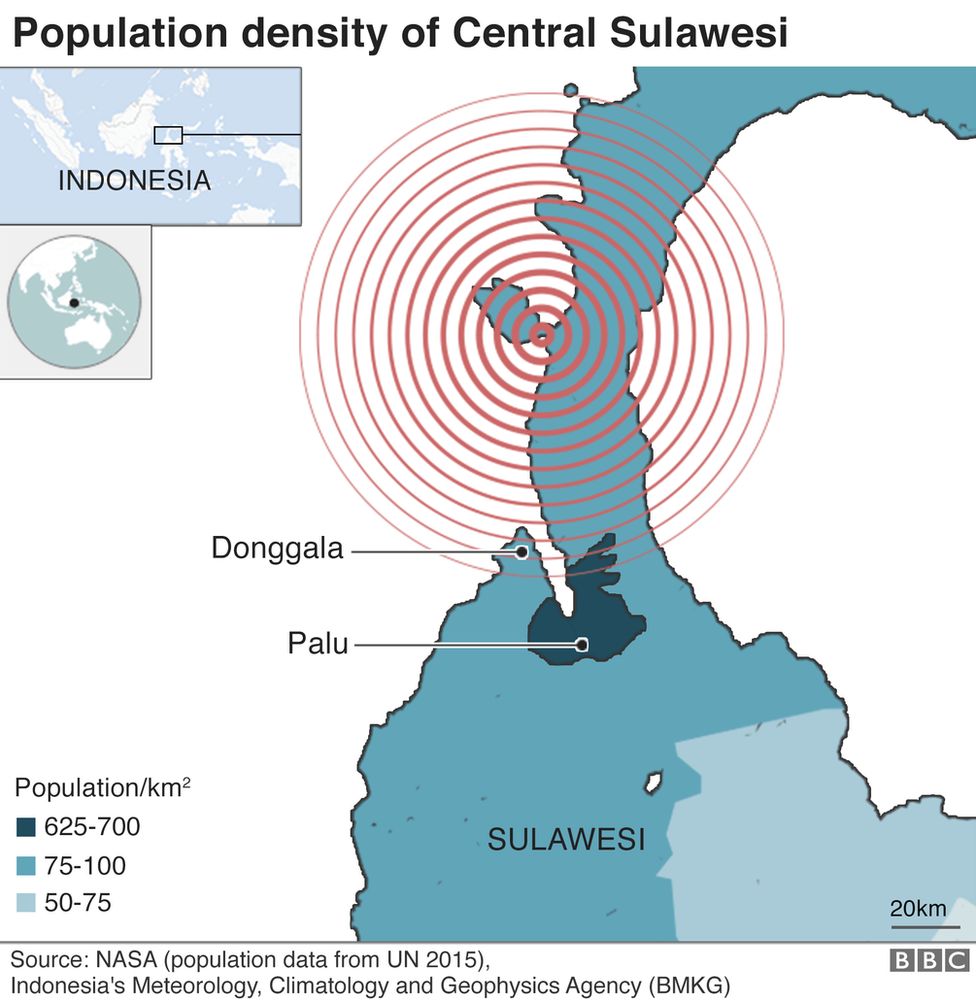 A map showing the population in Sulawesi