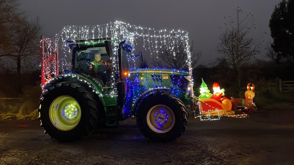 Tractor at Christmas tractor run