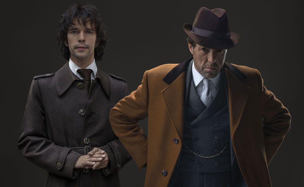 Ben Whishaw and Hugh Grant in A Very English Scandal