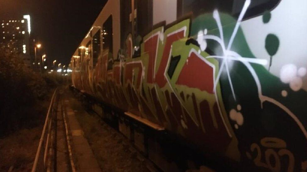 Graffiti on Wolverhampton train