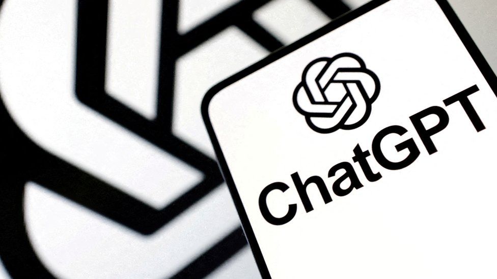 The ChatGPT logo on a phone screen