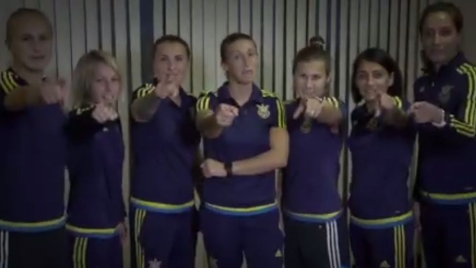 Screengrab from video promoting Ukrainian women's football team