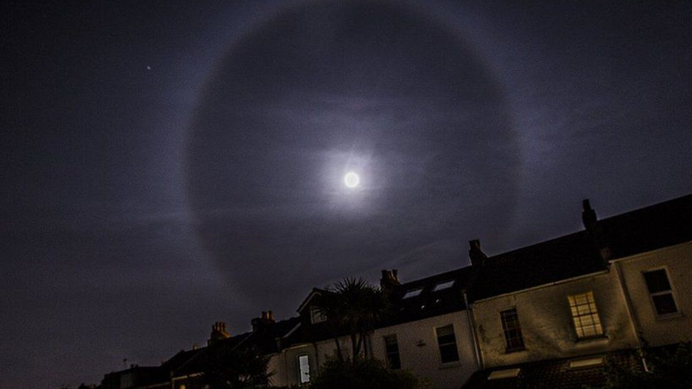 Moon halo, as seen from Bristol