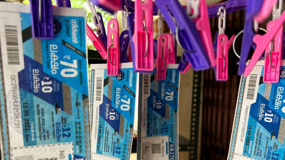 Lottery tickets displayed at a shop in Thiruvananthapuram (Trivandrum), Kerala, India, on May 13, 2022. (Photo by Creative Touch Imaging Ltd./NurPhoto via Getty Images)