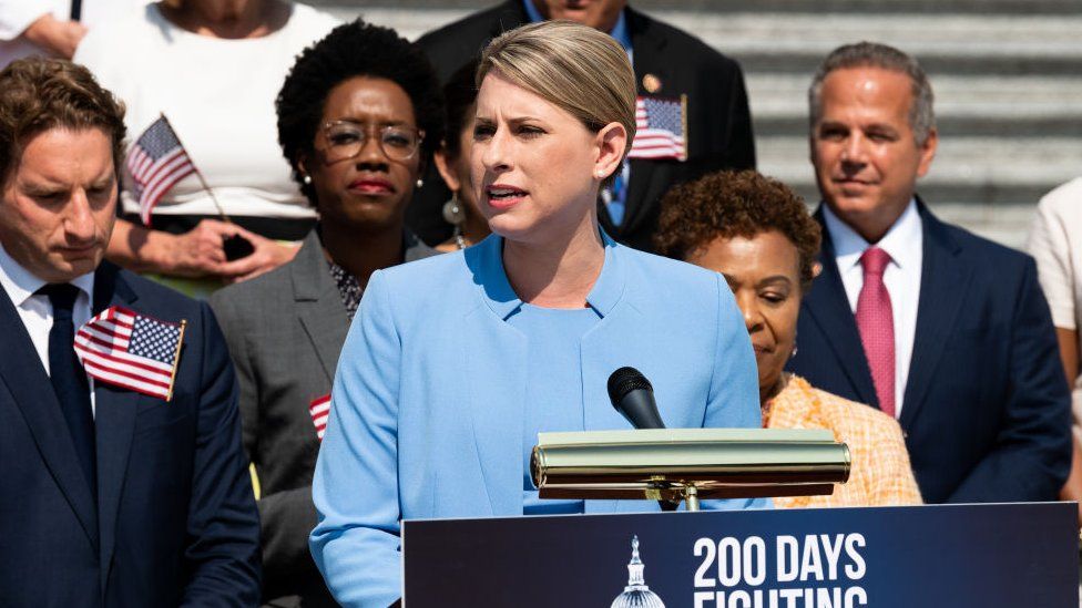 Katie Hill speaking in front of Congress