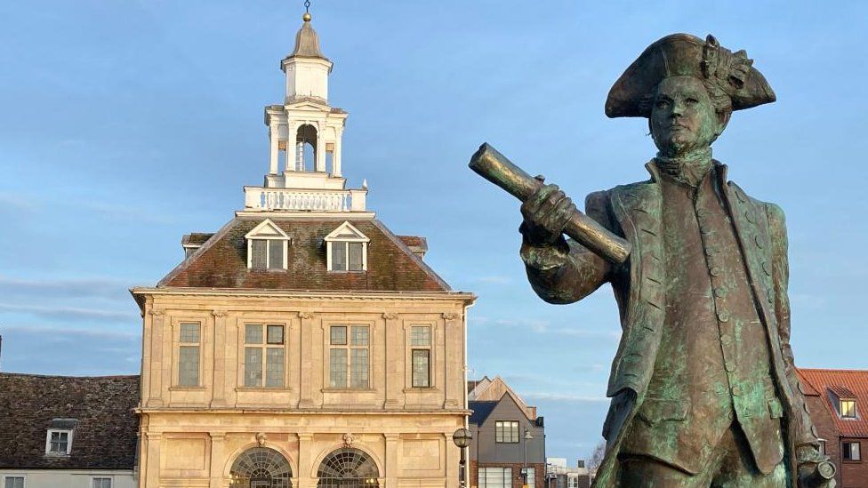 The statue of Capt. George Vancouver by King's Lynn Custom House