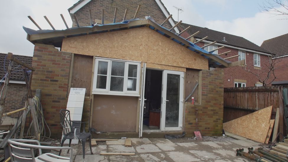 Building extension partially completed