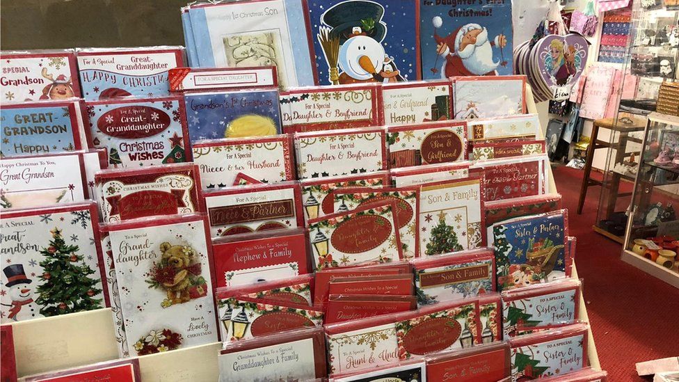 Christmas cards on sale at Aberdare Market