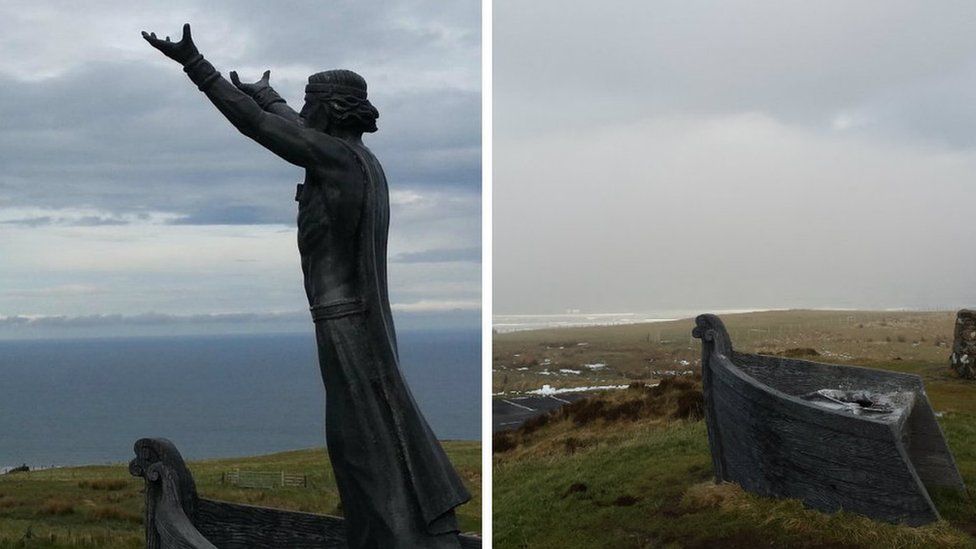 The Manannán Mac Lir statue at the viewing point on Binevenagh Mountain has been stolen