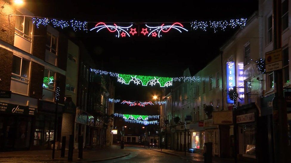 Tiverton Christmas lights Giant pants light up town BBC News