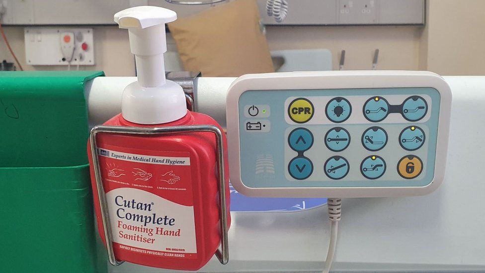 Sanitising gel in Northampton General Hospital