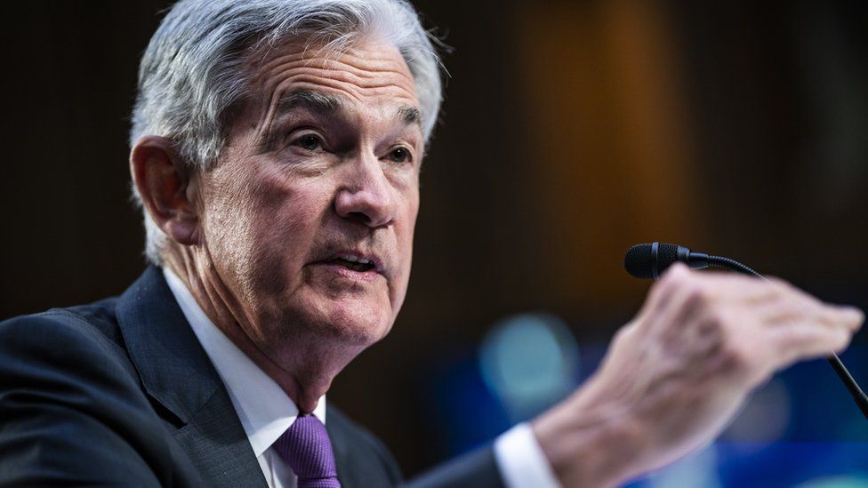 Federal Reserve chairman Jerome Powell speaking on United States interest rate hikes