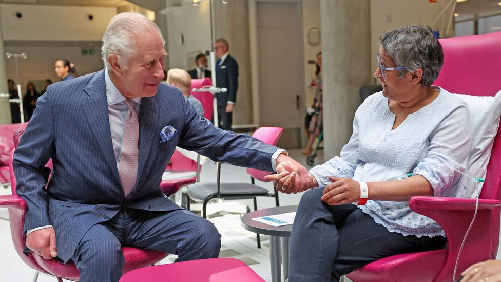 King Charles with cancer patient Asha Millan