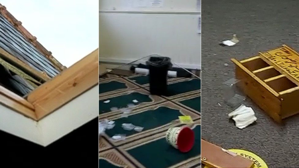 The attic window and room in the mosque thieves targeted