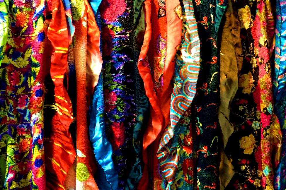 Silk garments in a shop in Beijing