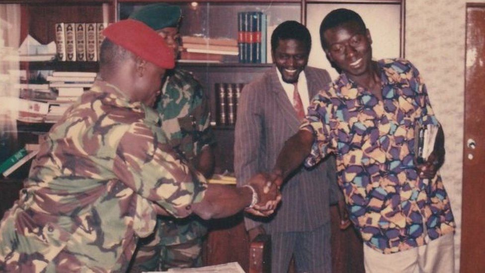 Ebrima Silah shakes hands with Jammeh