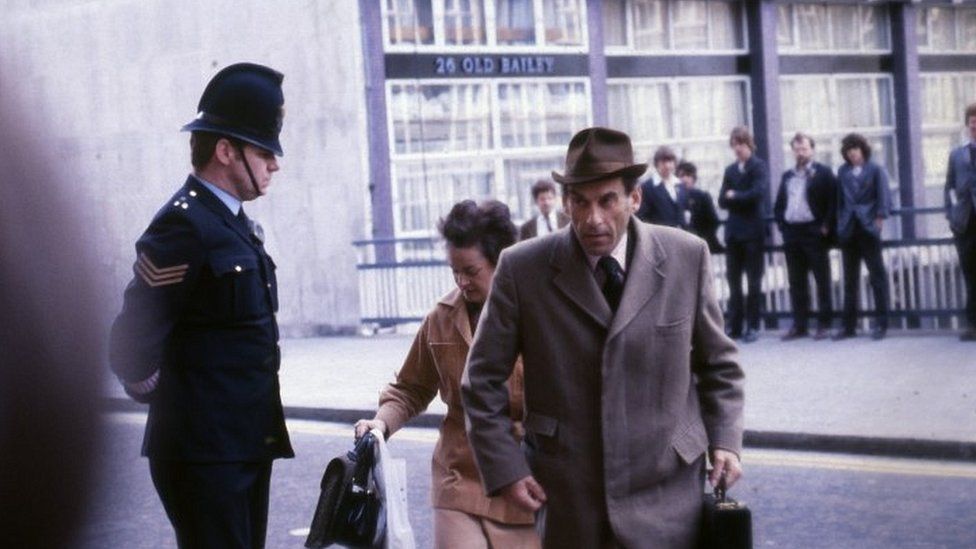 Jeremy Thorpe arriving at the Old Bailey in 1979 for his trial on charges of conspiracy to murder