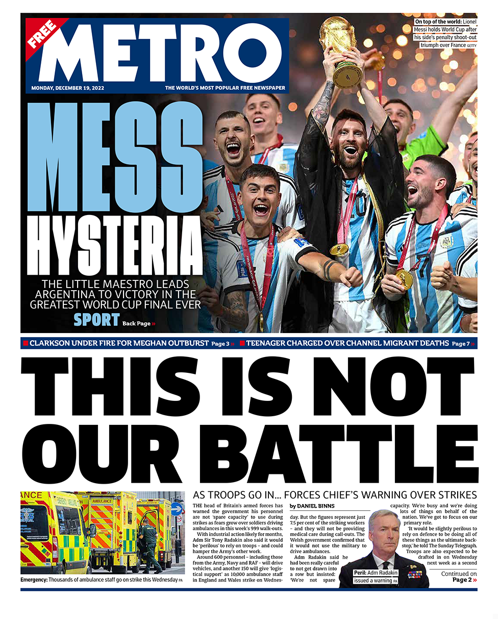 Metro Front Page 18/12