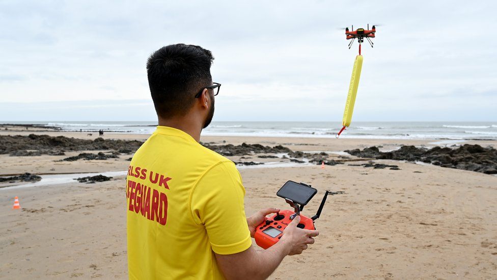 Emergency Response Drone Pilot flying a drone