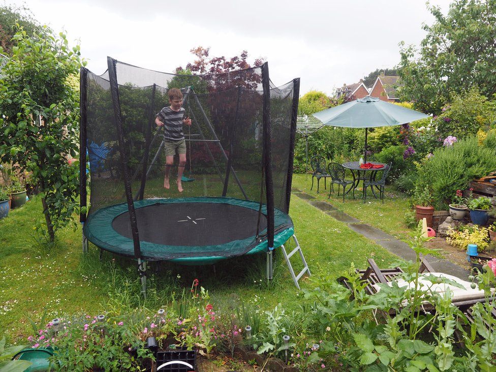 Rowan jumping on the trampoline