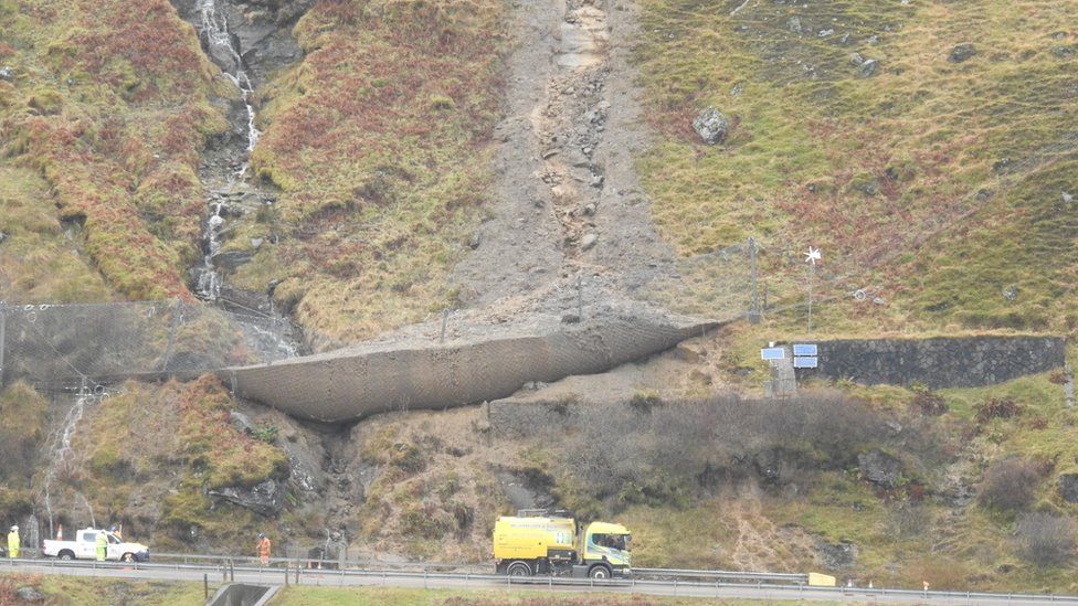 A83 safety measures prevent closure during Storm Desmond BBC News