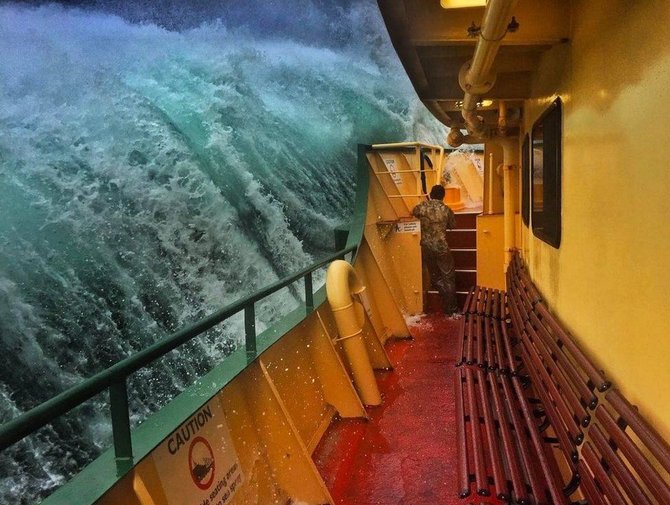 Picture of storm hitting a ferry near Sydney Harbour on 4 March 2017