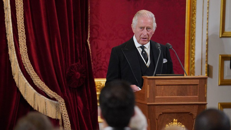 Image shows King Charles III speaking
