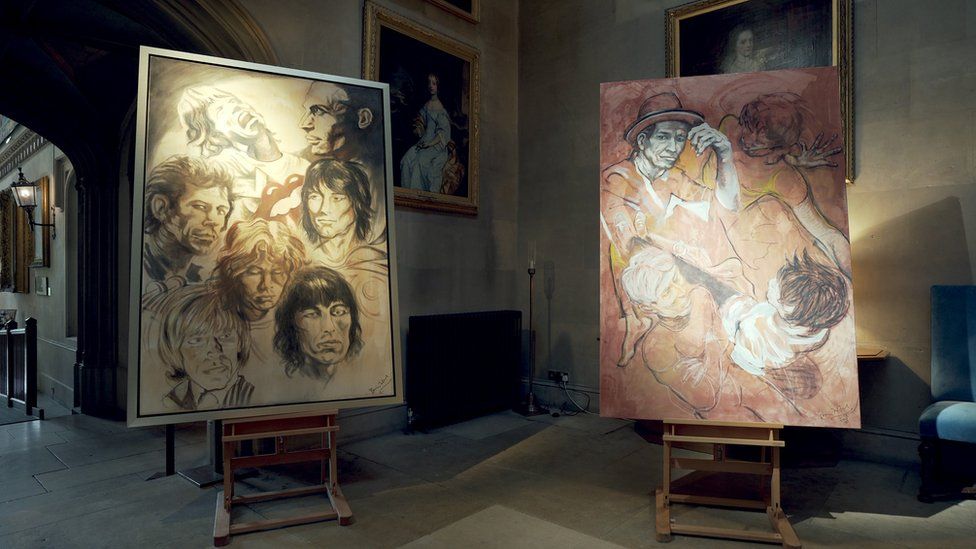 Ronnie Wood's paintings in Ashridge House