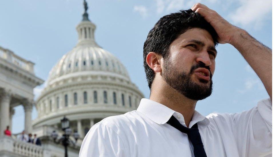 Rep. Greg Casar (D-TX) on the steps of the US Capitol