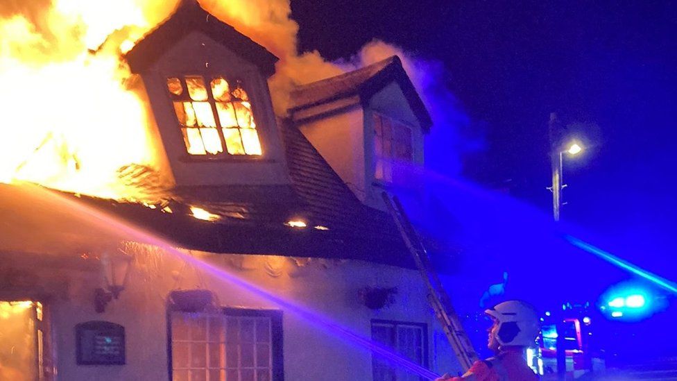 Fire at The Chequers pub