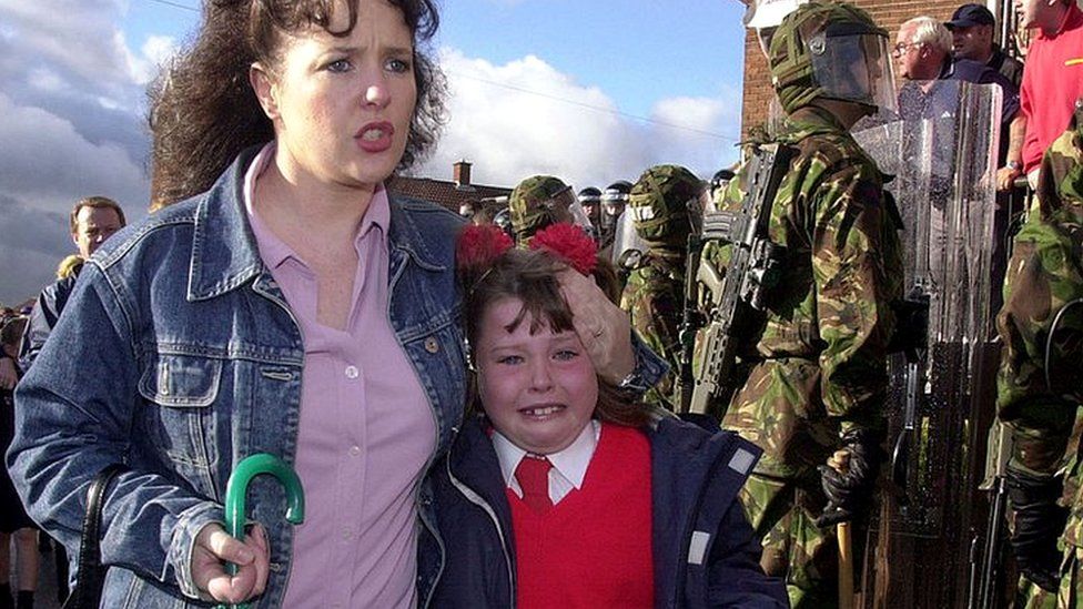 Some of the schoolgirls were said to be traumatised by the violent protests