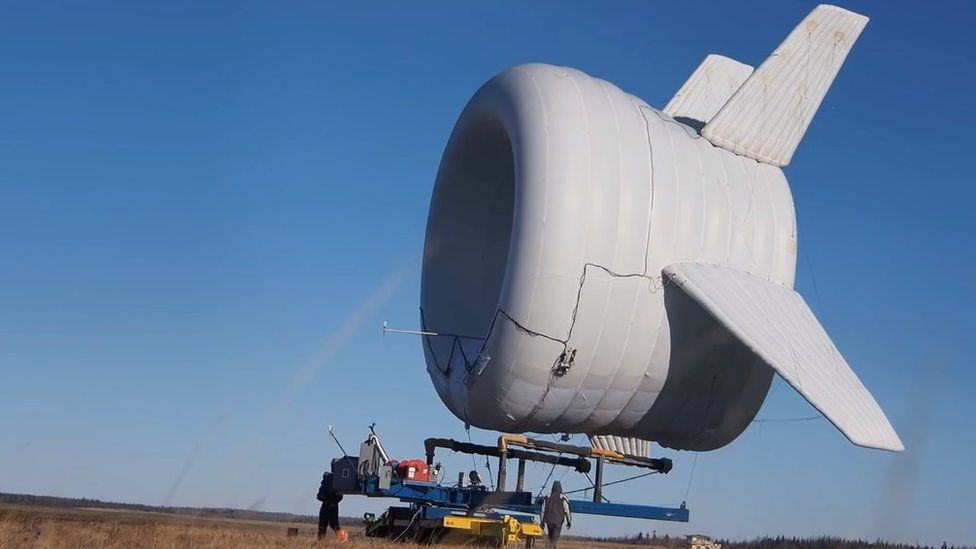 Altaeros' Buoyant Airborne Turbine about to launch