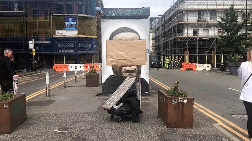 Floyd Manchester mural defaced with racist slur BBC News