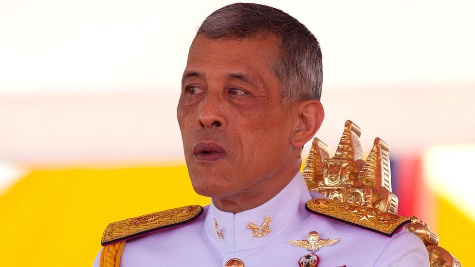 File image of Thai King Vajiralongkorn outside Bangkok's royal palace on May 14, 2018