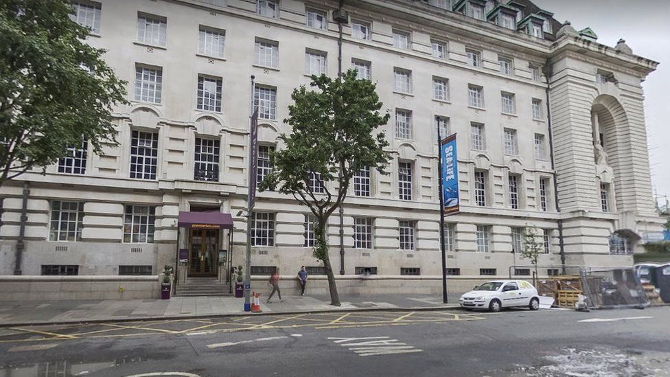 Google Street View image showing the front of the County Hall Premier Inn in London