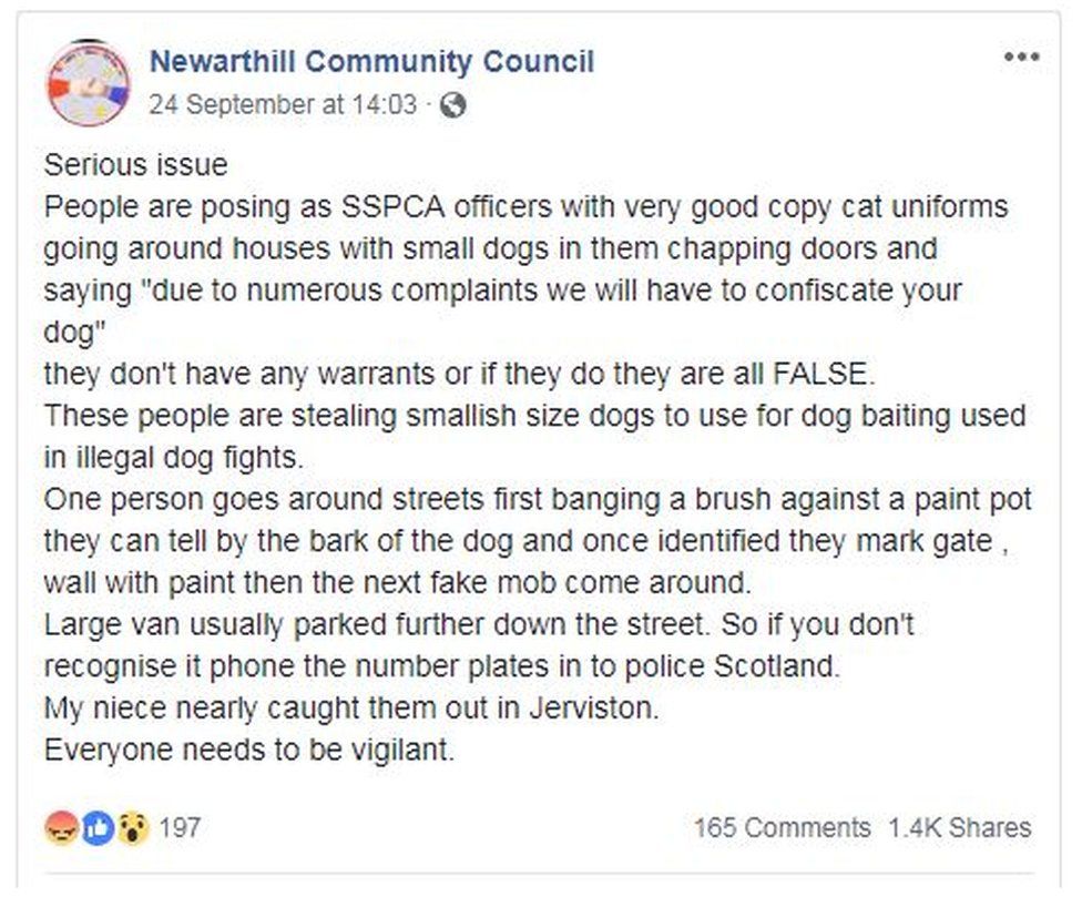 Warning over bogus 'dogstealing' SSPCA inspectors BBC News