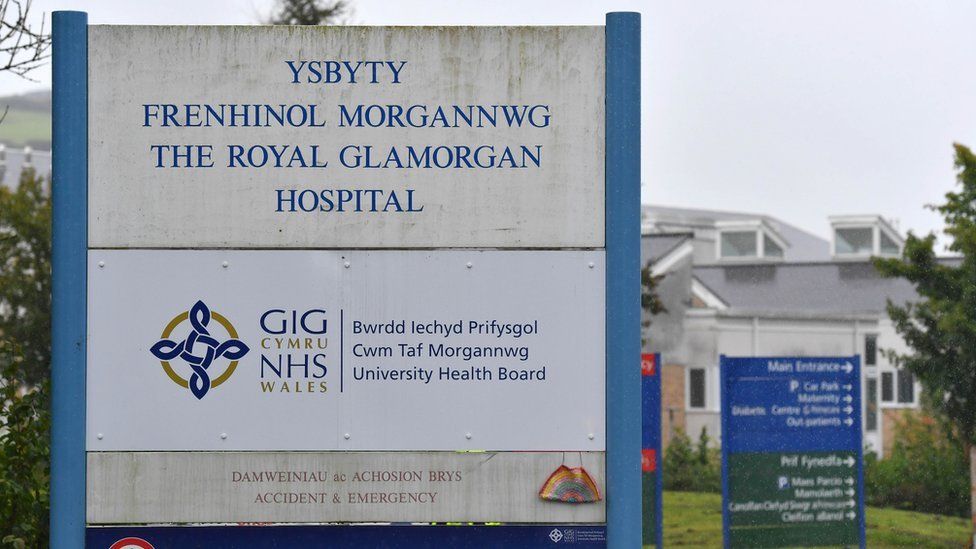 Royal Glamorgan Hospital sign