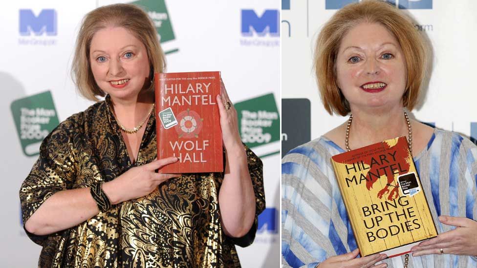Hilary Mantel in 2009 and 2012