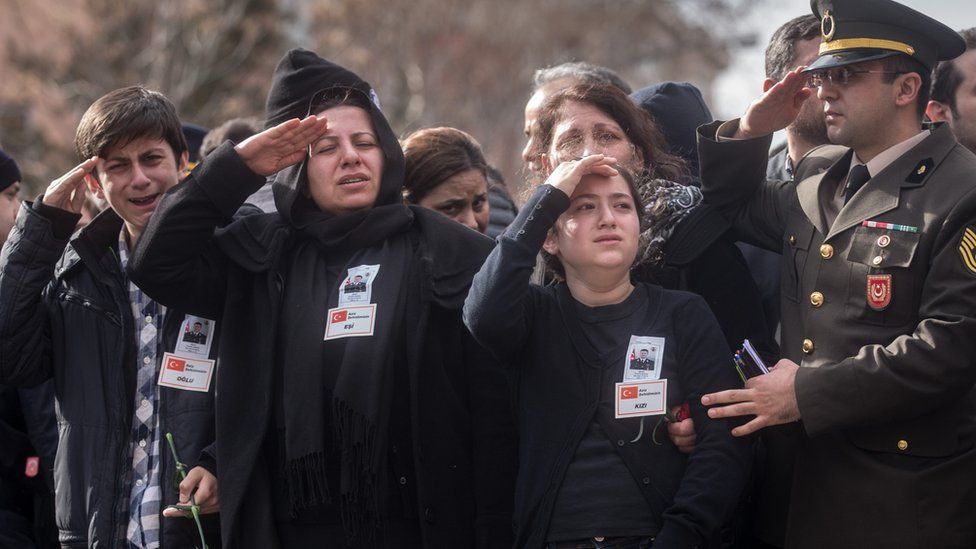 Funerals for victims of Ankara bombing. 19 Feb 2016