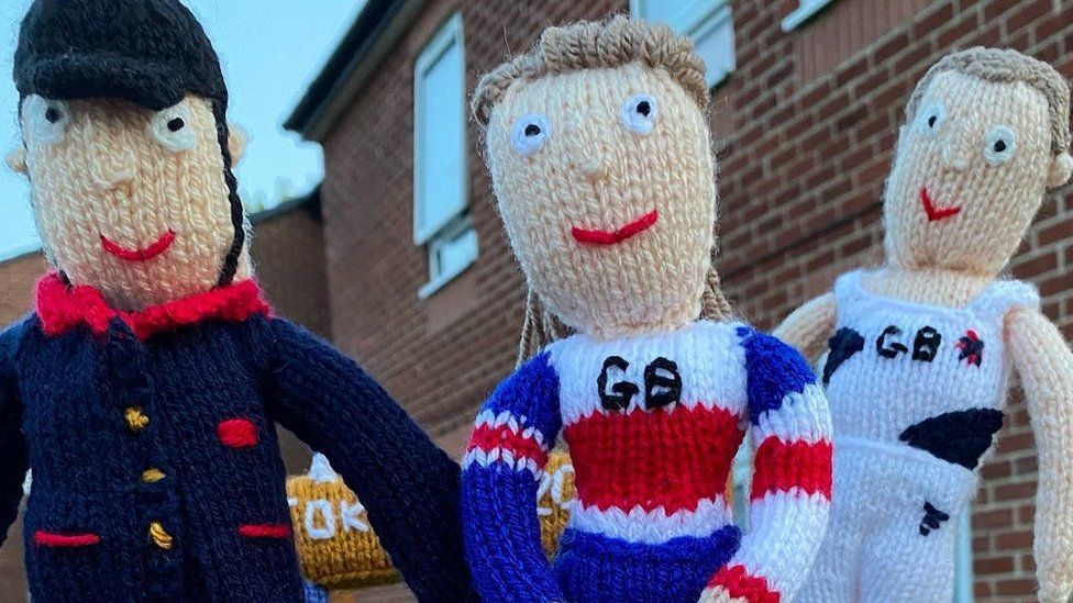 Knitted Ben Maher, Beth Shriever and Max Whitlock