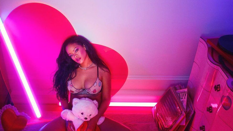 Rihanna models her valentines collection for Savage X Fenty