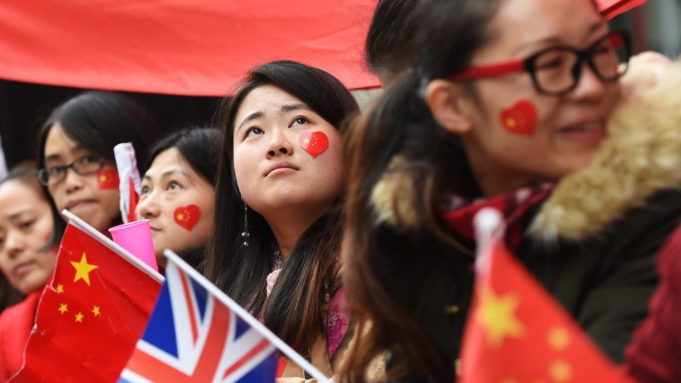 Pro-China supporters gathered at the conference of the Confucius Institute