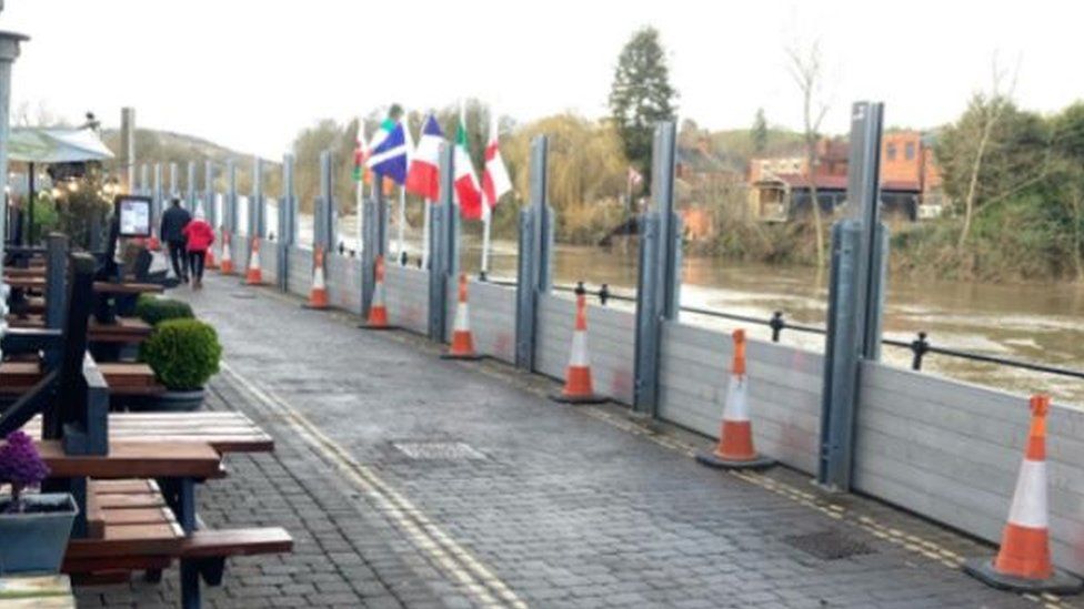 Flood barriers in Bewdley