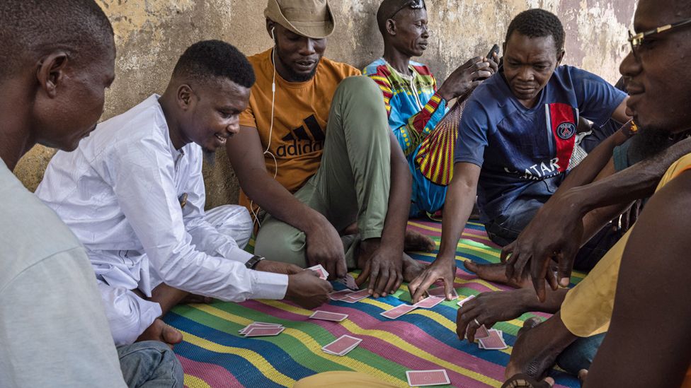 Men playing cards in N'Djamena, Chad - Wednesday 10 April 2024