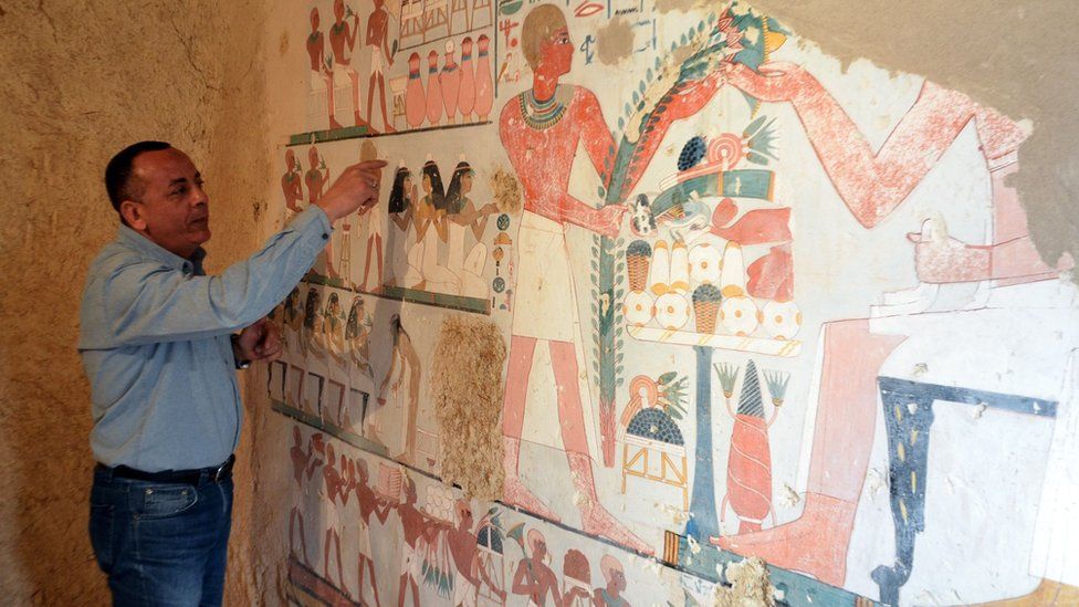 Mustafa al-Waziri, Director General of Luxor's Antiquities, inside the tomb